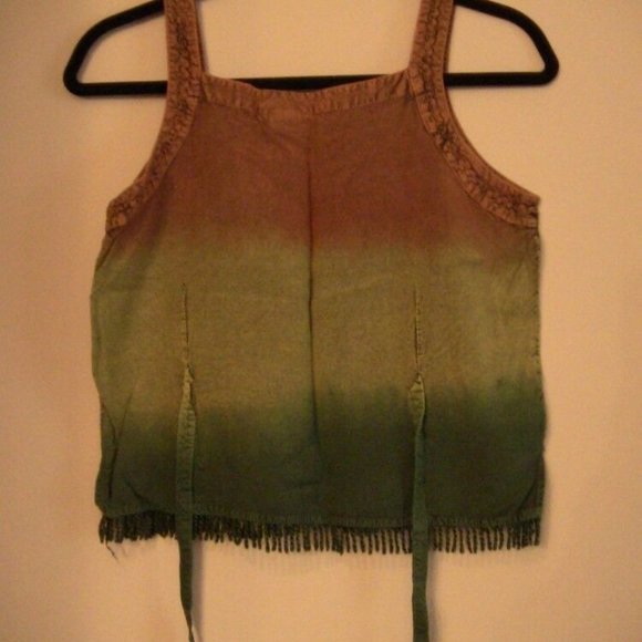 Brown Green Tank Top Gold Sparkle Sequin Home Size Small Ombre Style Fashion - Picture 2 of 4